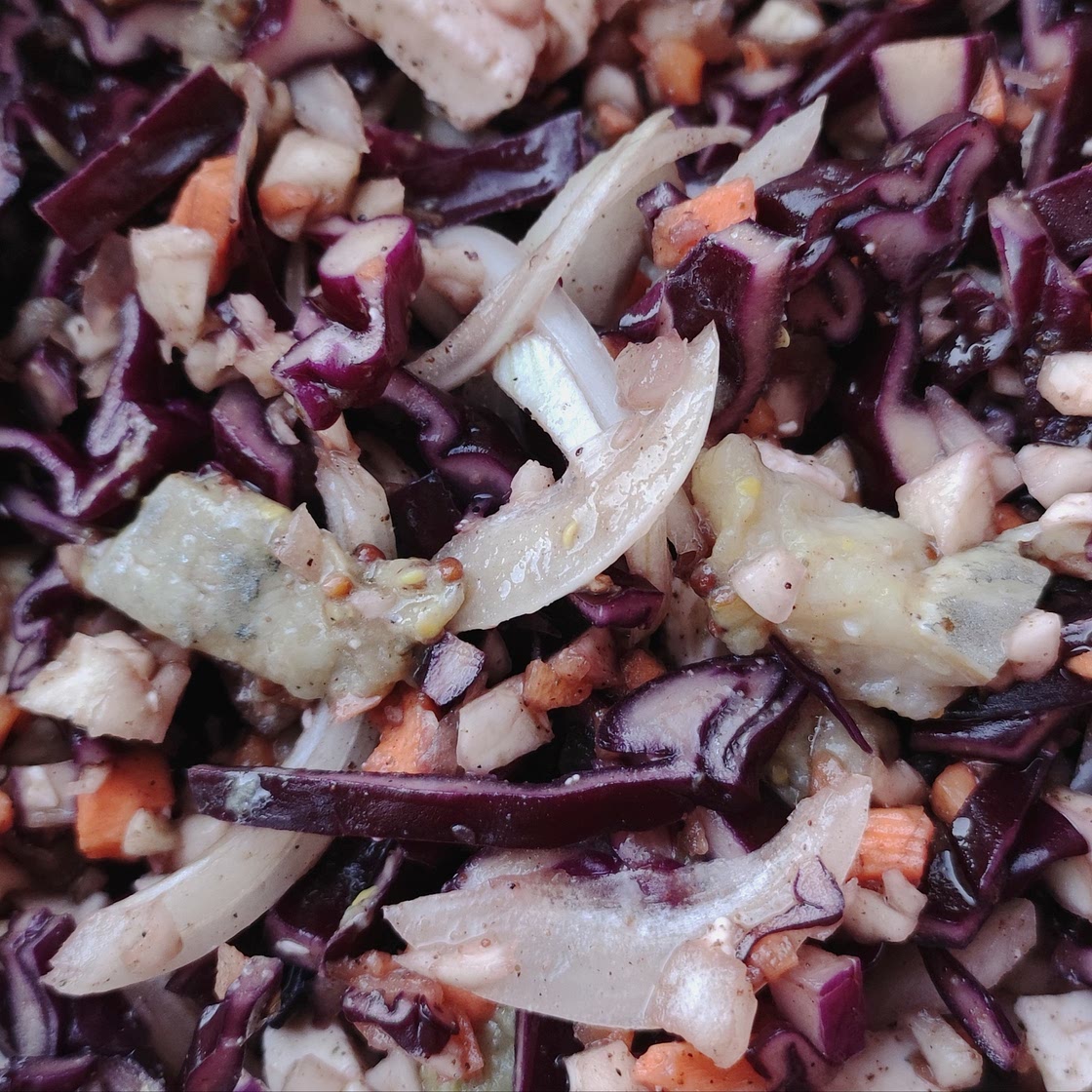 Red cabbage and herring salad