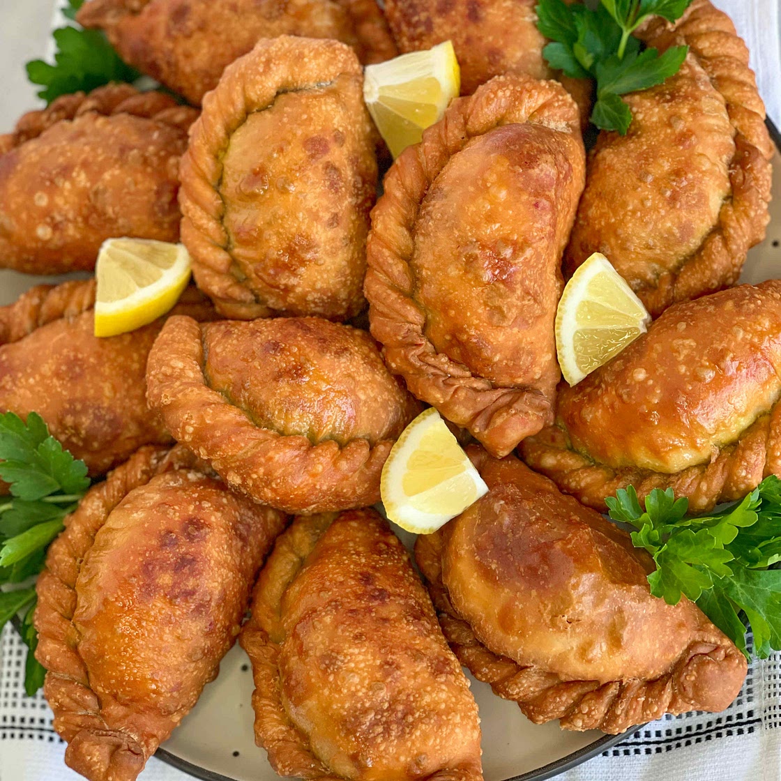 Potato samosas using empanada dough 