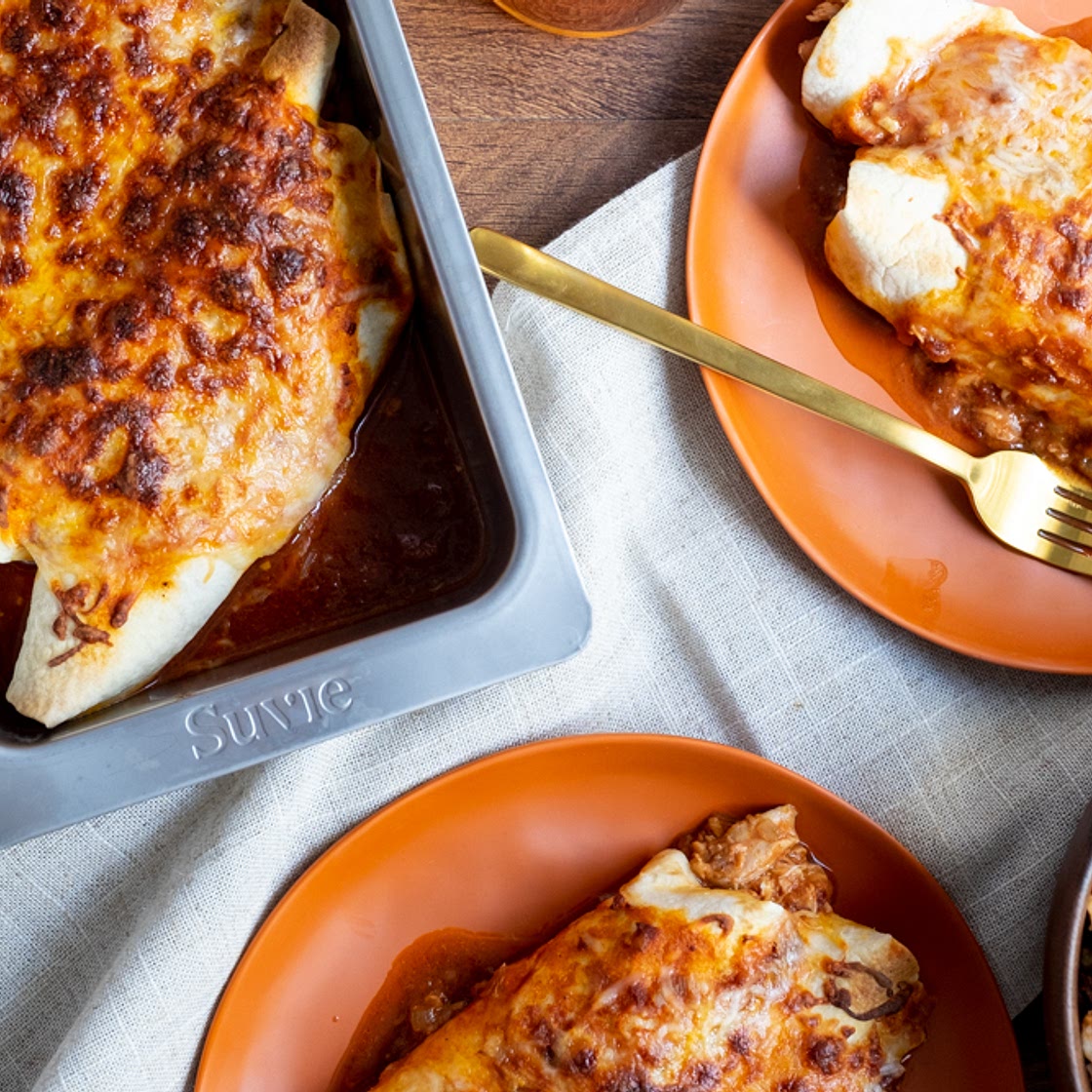 Chicken Enchiladas with Black Beans and Rice