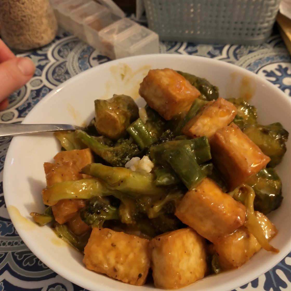 Air fryer orange tofu and veggies