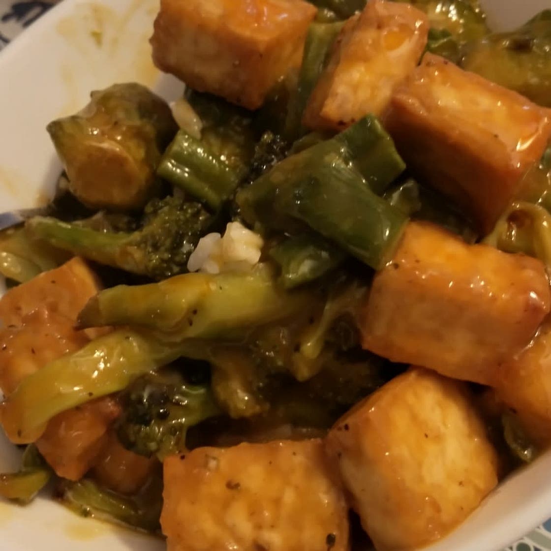 Air fryer orange tofu and veggies