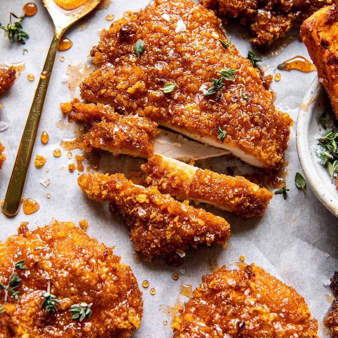 Baked Crunchy Hot Honey Chicken 