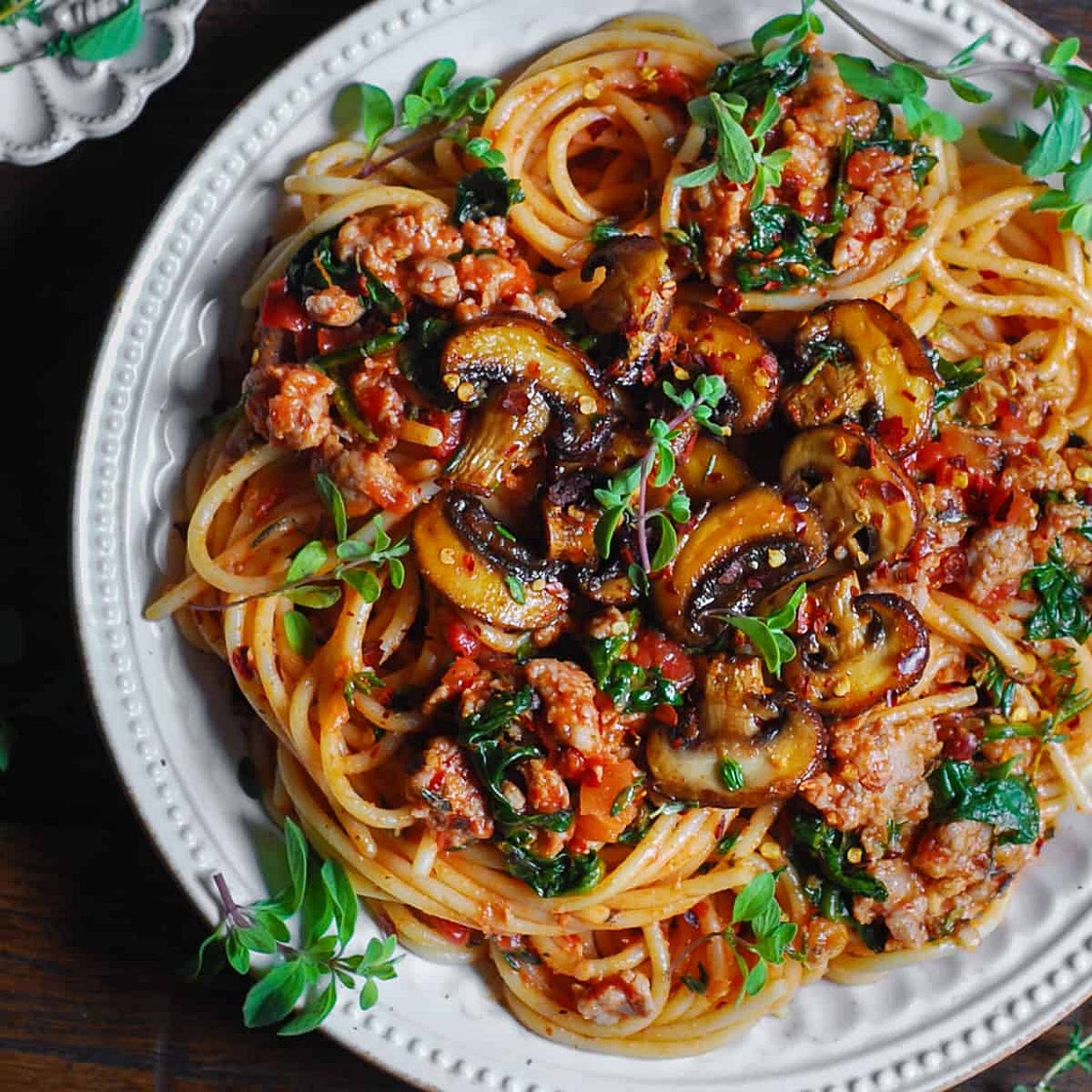 30-Minute Sausage Mushroom Pasta