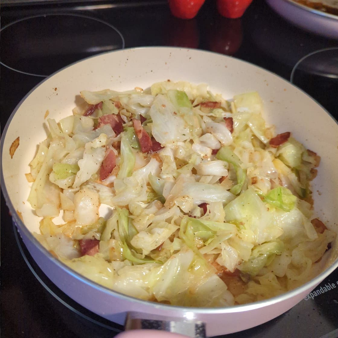 Fried Cabbage with Bacon, Onion, and Garlic
