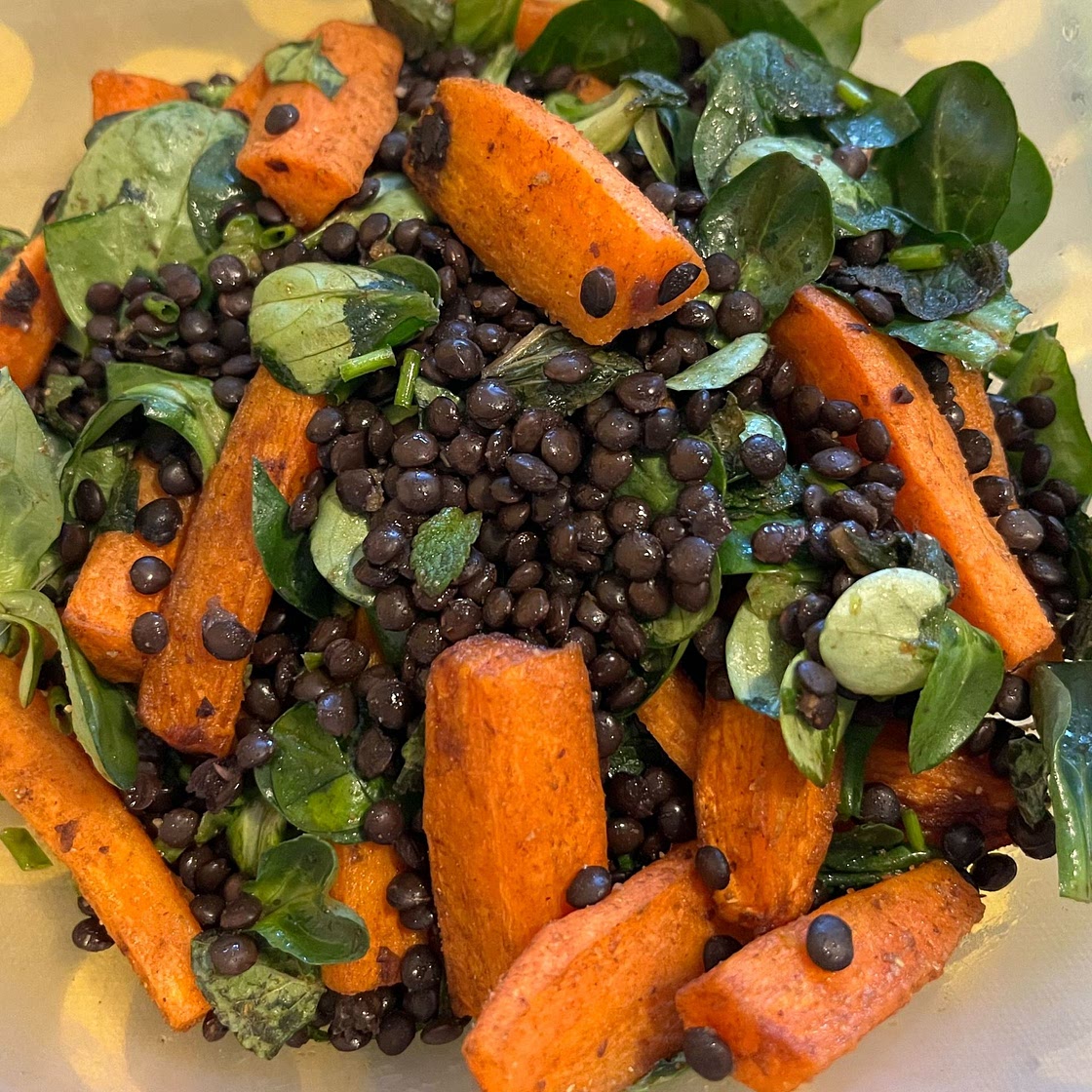 Masala Lentil Salad with Cumin Roasted Carrots
