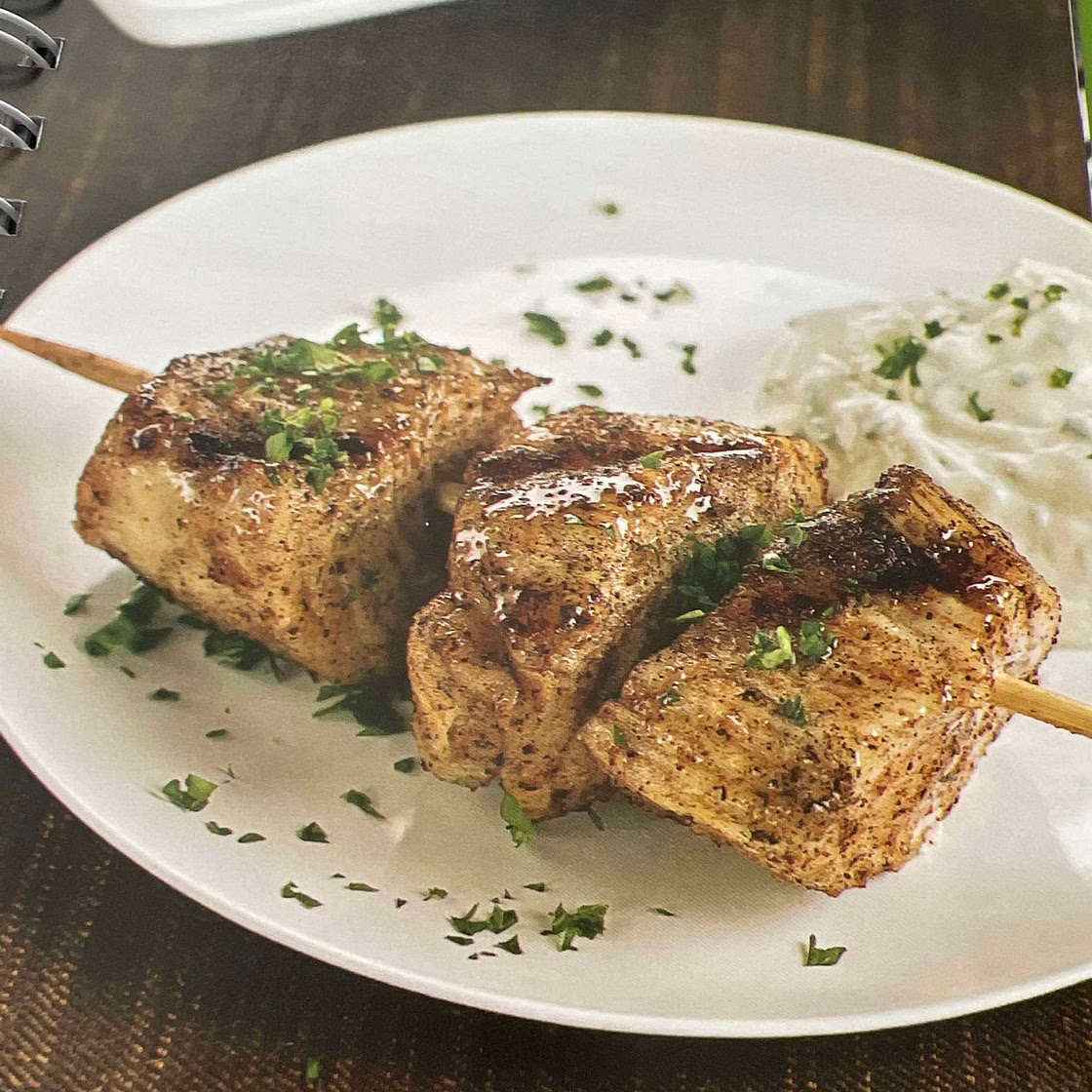 Spiced Chicken Skewers with Yogurt-Tahini Sauce