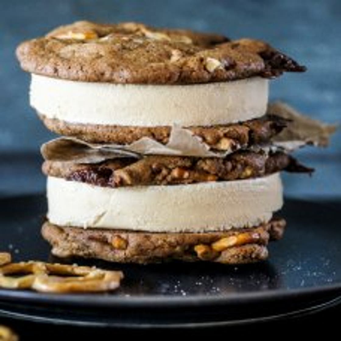 Cupboard cookie and cheat's coffee ice-cream sandwiches
