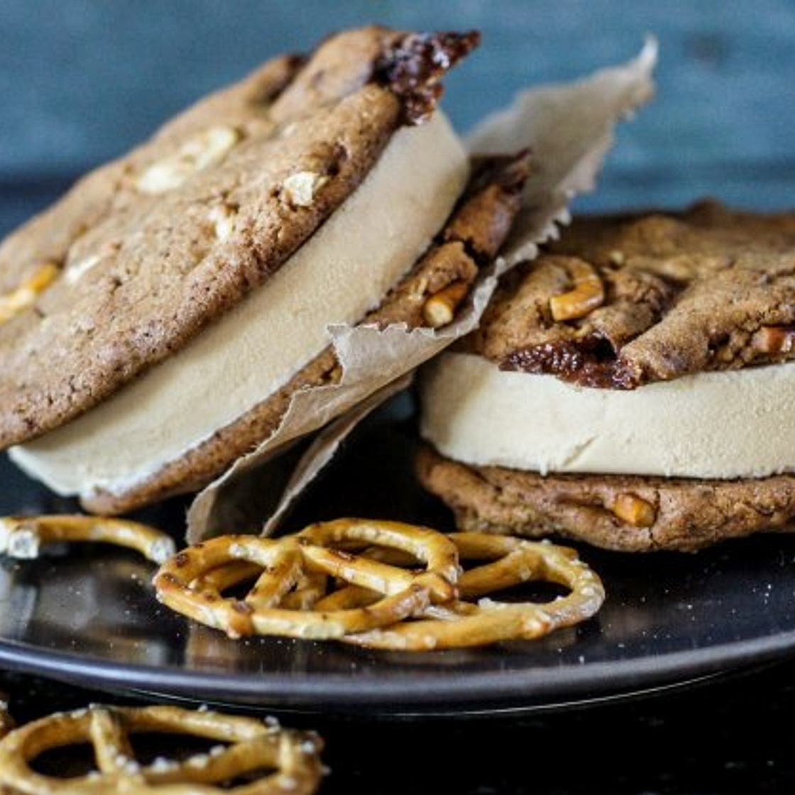Cupboard cookie and cheat's coffee ice-cream sandwiches