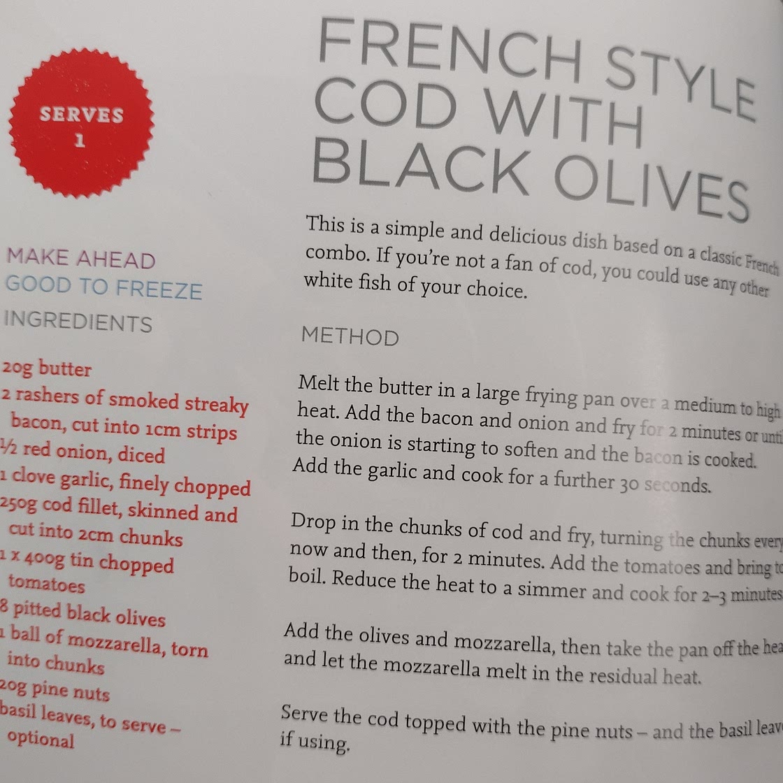 Cod with black olives