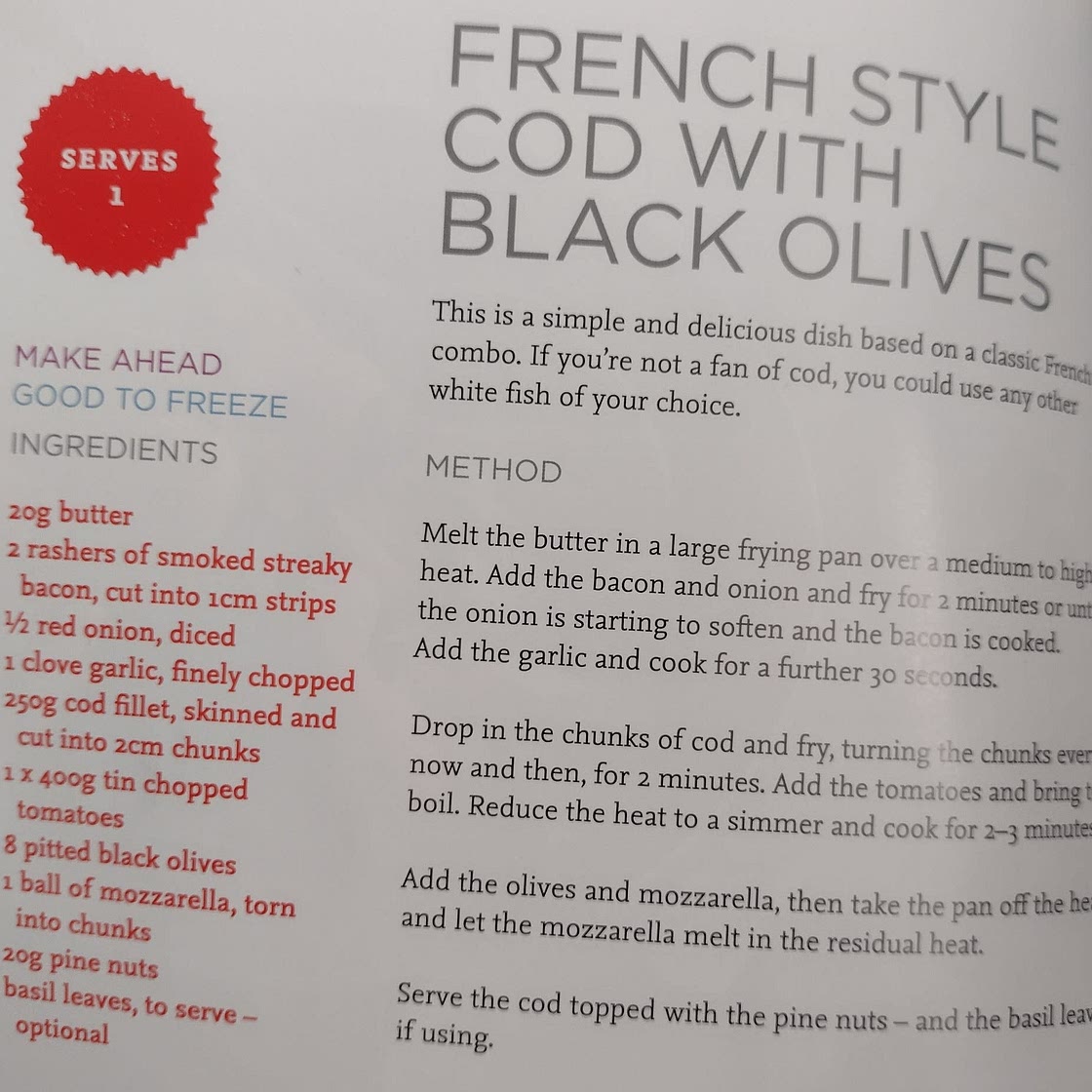 Cod with black olives