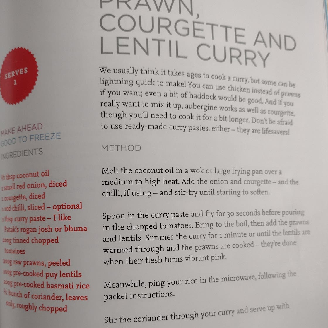 Prawn, courgette & lentil curry