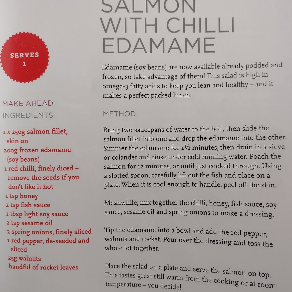 Salmon with chilli & edamame