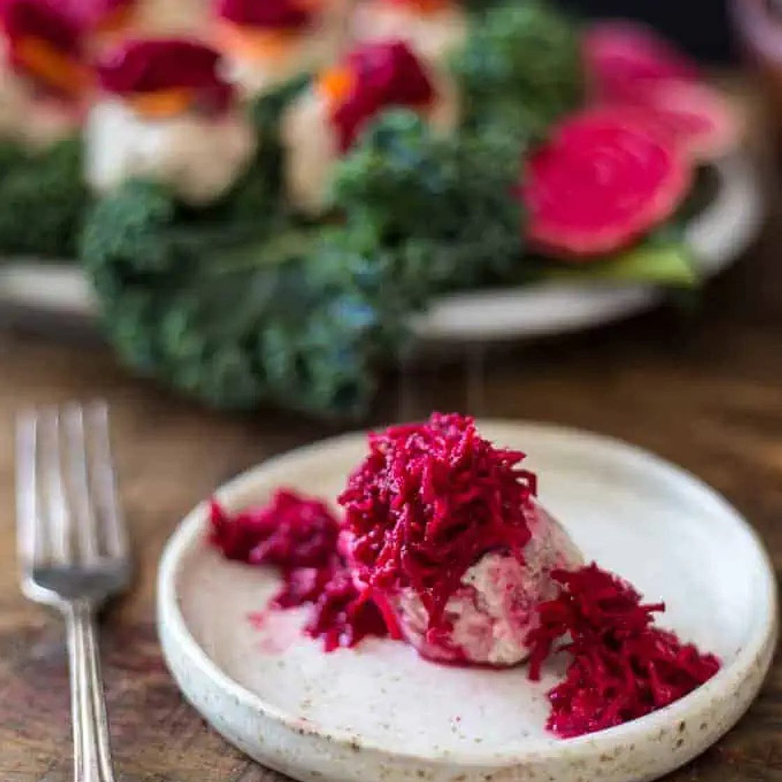 Polish gefilte fish and beet chrein