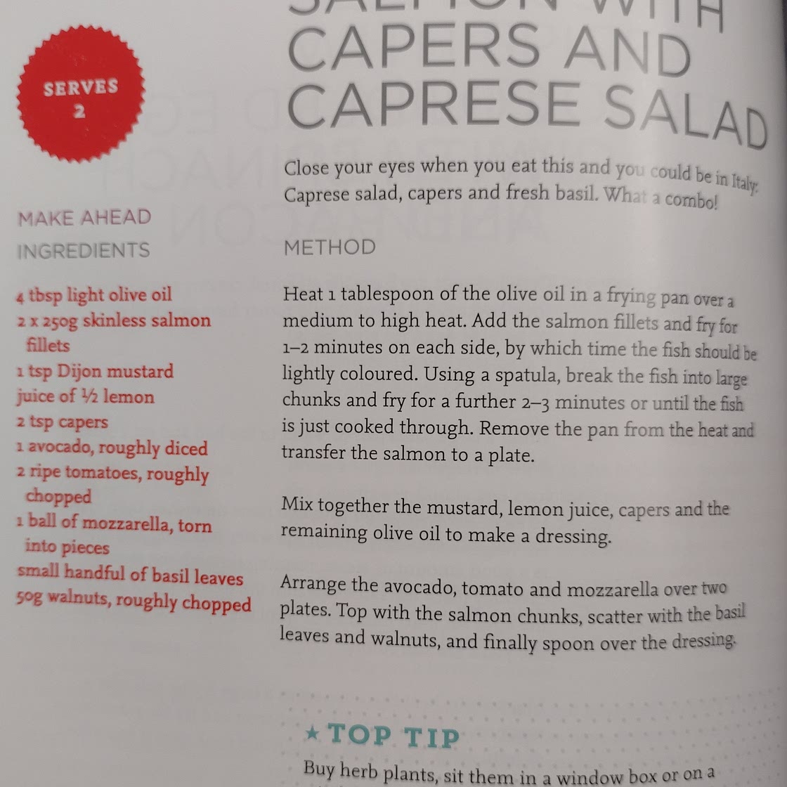 Salmon with capers & caprese salad