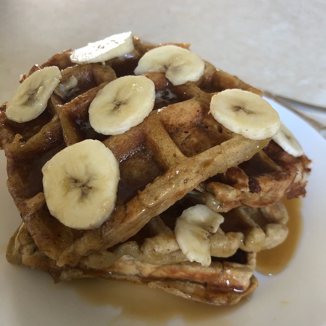Easy healthy banana oat waffles