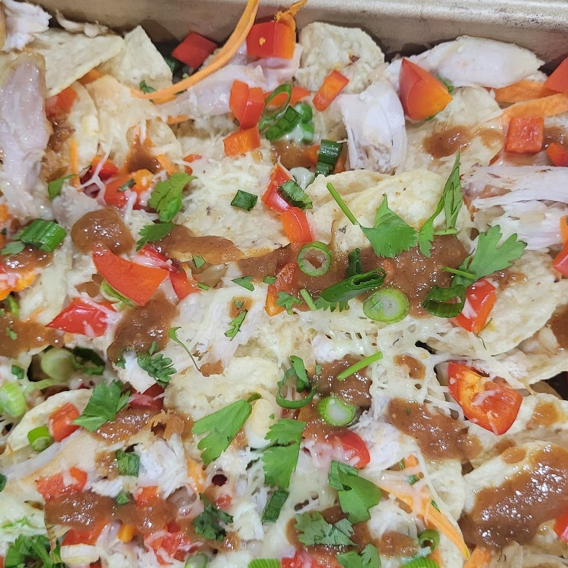 Peanut Thai Chicken Nachos