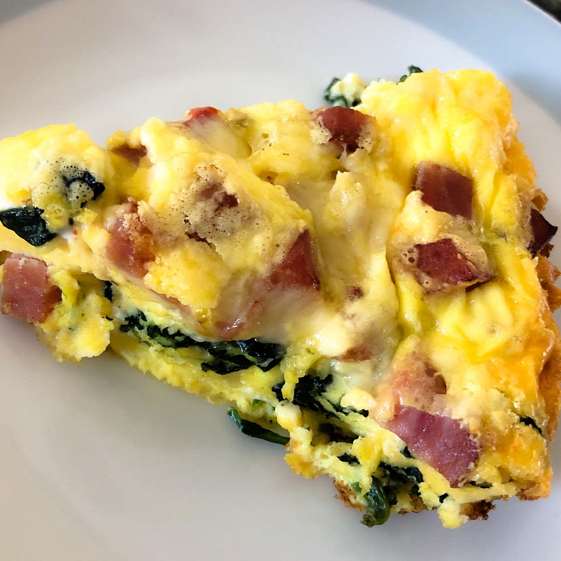 Crustless Quiche - Ham, Pepper cheese & Spinach