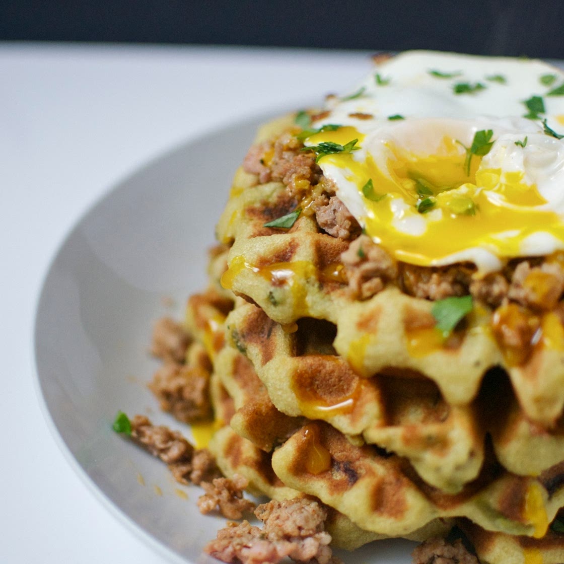 roasted poblano waffles (grain/dairy/sugar free)