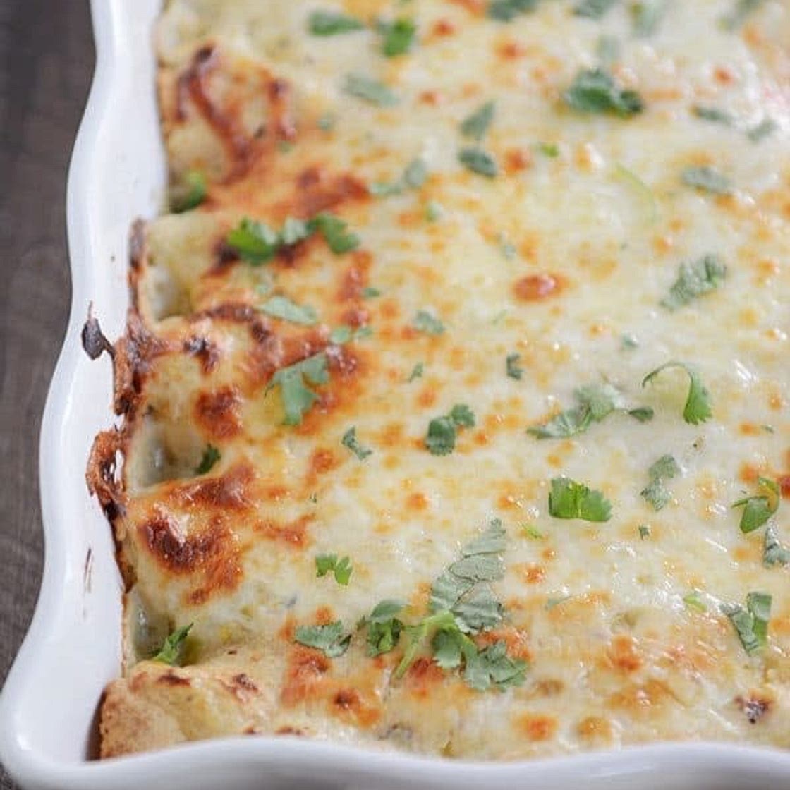 Creamy Green Chili Chicken Enchiladas