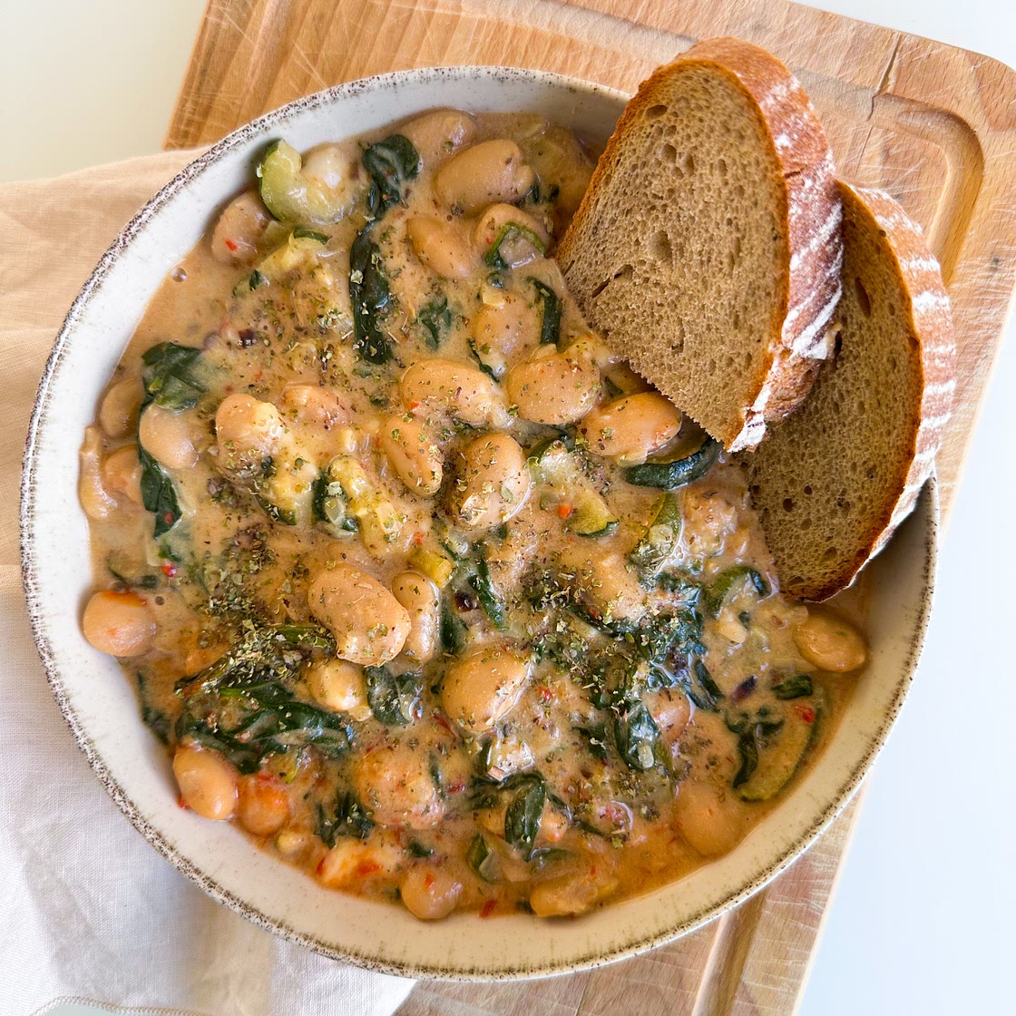 Creamy Butter Beans w Spinach