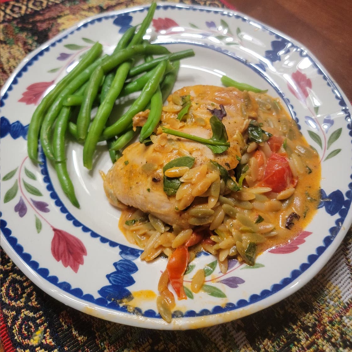 One Pan Creamy Tomato Chicken Boursin Orzo