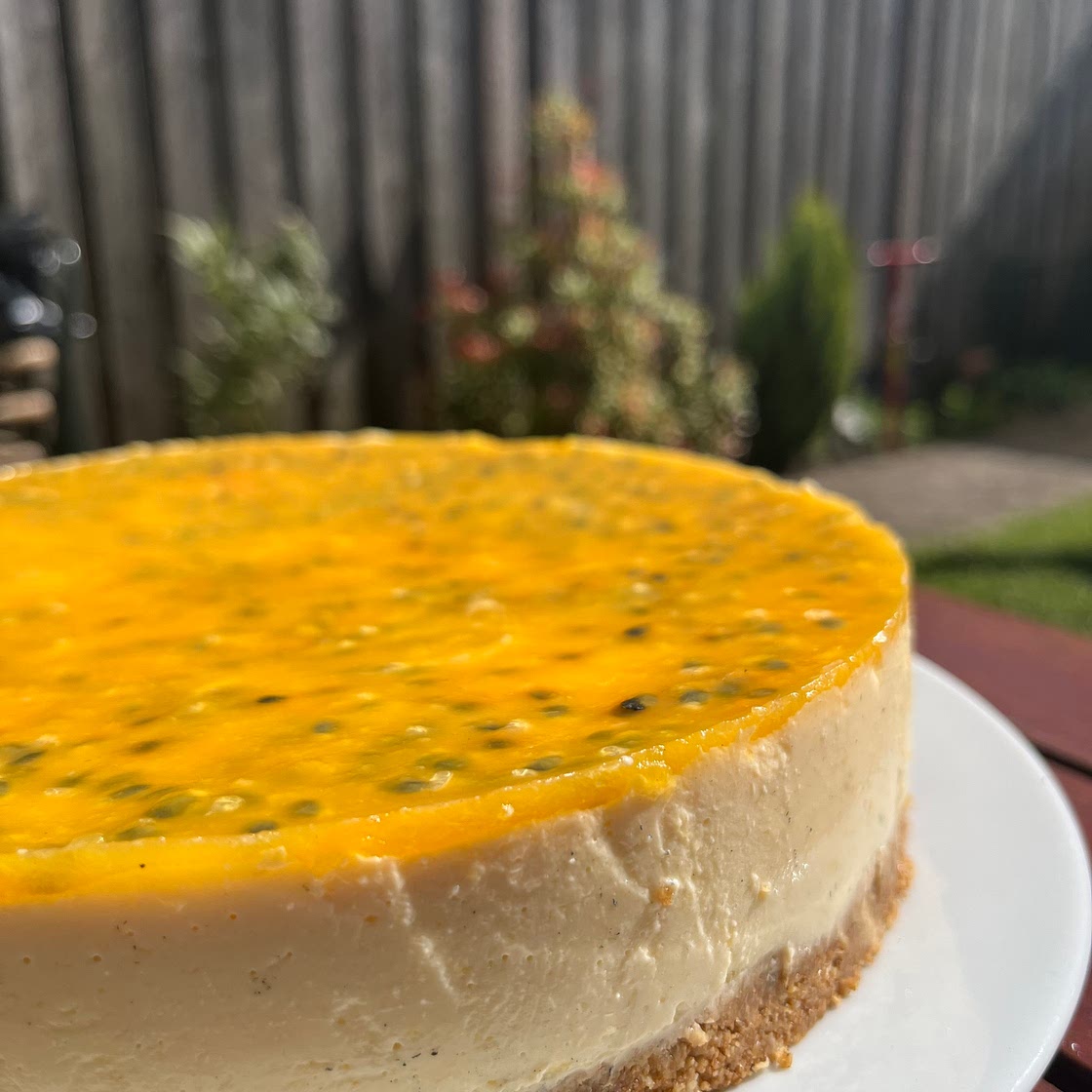 Mango & passion fruit quark pie