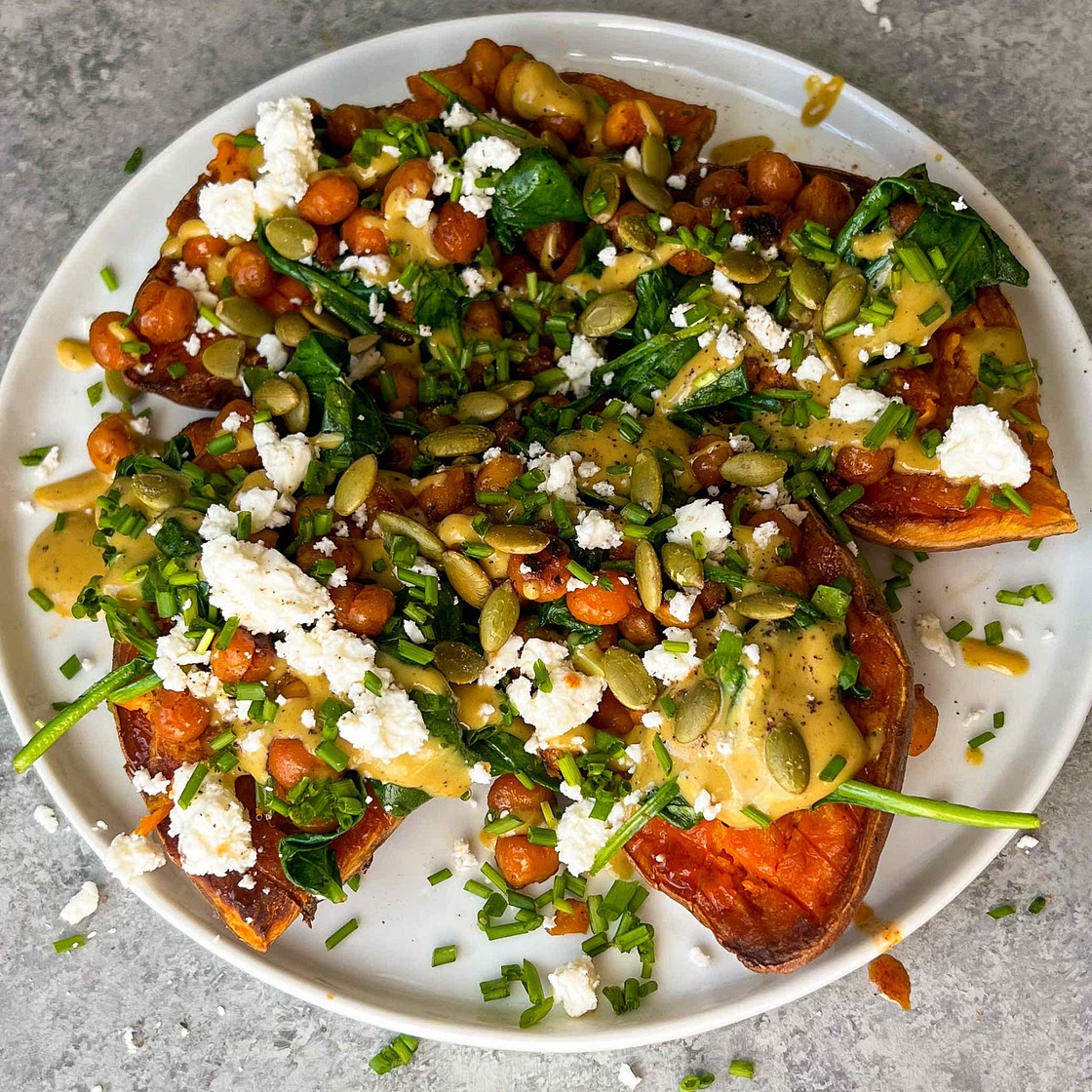 Honey-Mustard Sweet Potatoes Sweet & Spicy Chickpeas