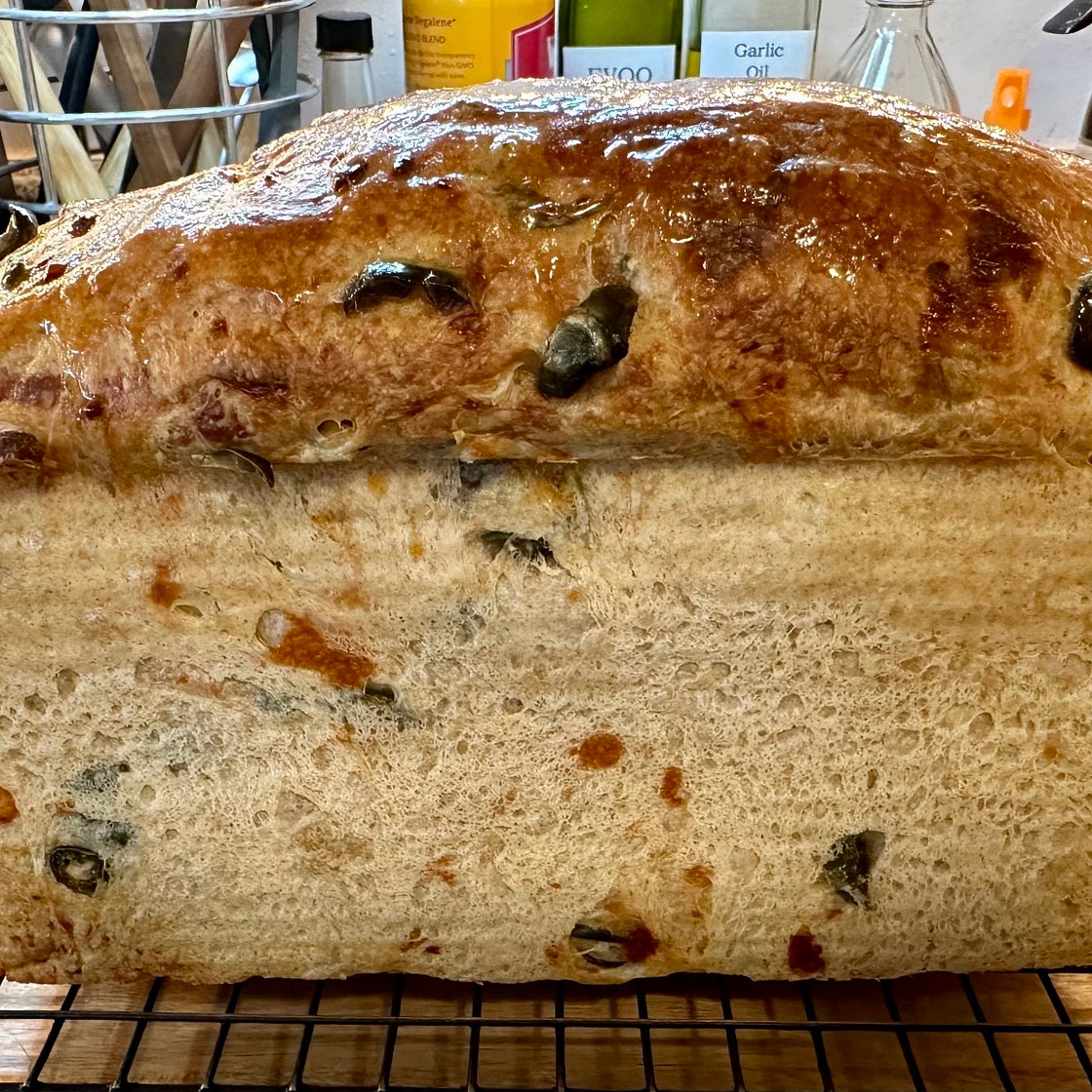 Olive, Roasted Garlic, Parmesan, & Sharp Cheddar Bread
