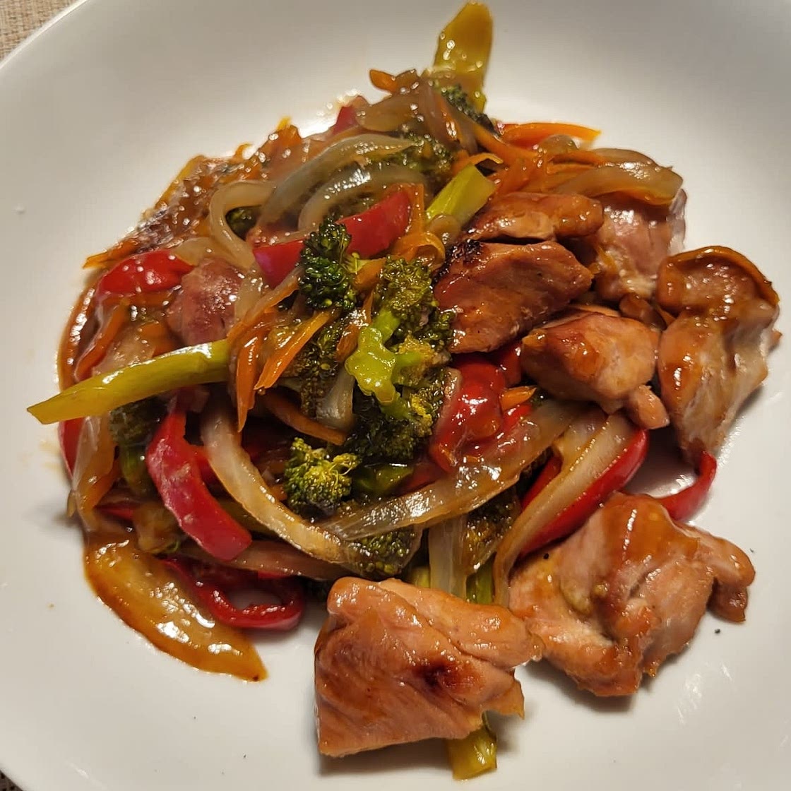 Honey Garlic Chicken and Veggie Sheet Pan Stir Fry