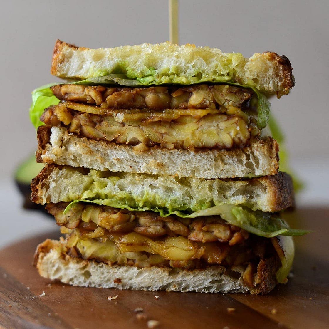 Easy Smoky Tempeh Sandwich with Melted Gouda (Vegan)