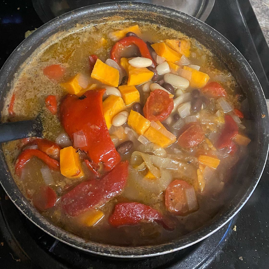 Spicy Sweet Potato Black Bean Soup with Chicken