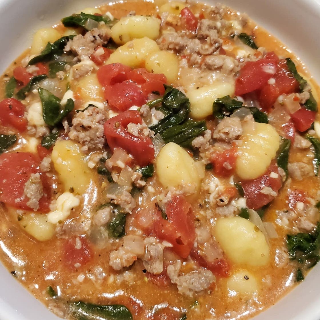 Cheesy One-Pot Gnocchi with Italian Sausage & Spinach
