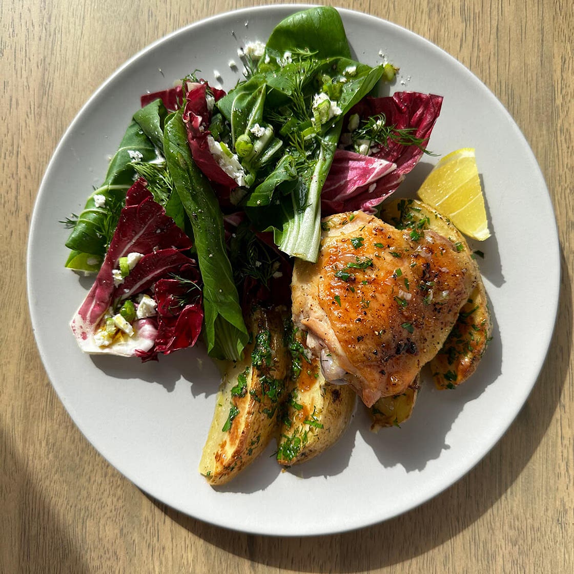 Roasted Lemon Chicken Thighs and Potatoes
