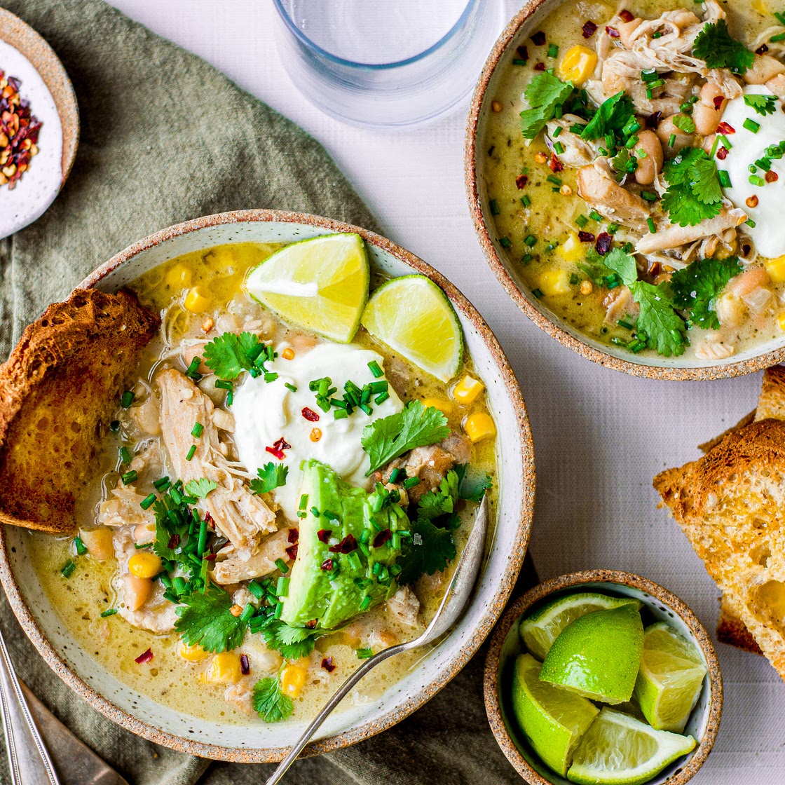 Healthy White Chicken Chili *Crockpot & Stovetop Options*
