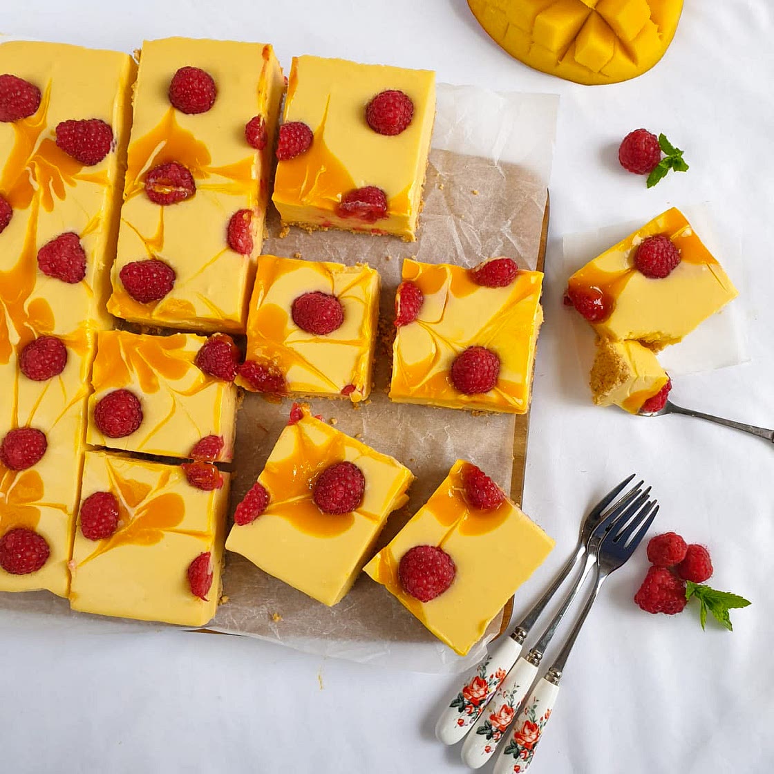 Mango Raspberry Cheesecake