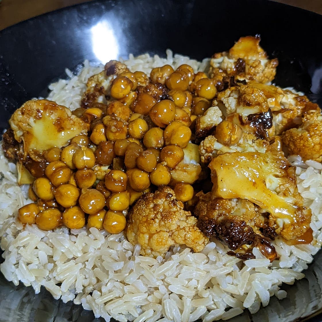 Hot Honey Sticky Cauliflower and Chickpeas