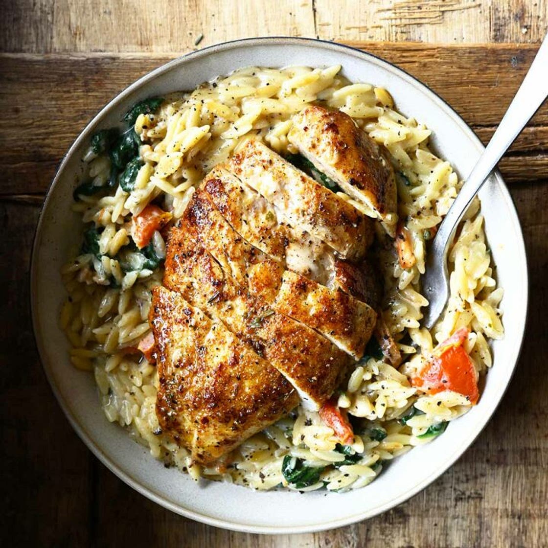 Creamy Tuscan Chicken Orzo