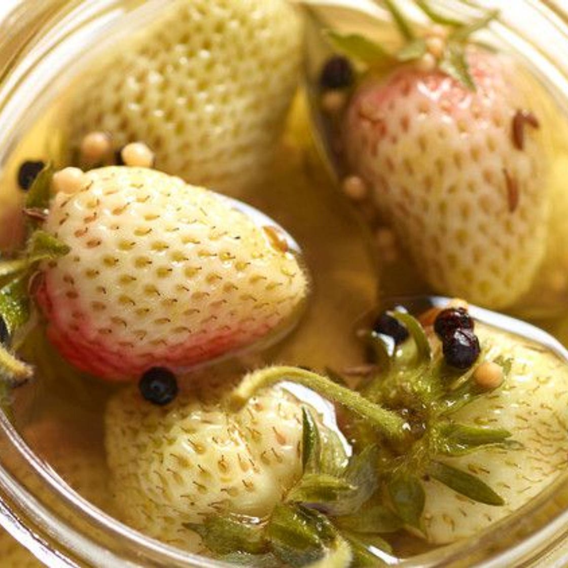 Pickled Green Strawberries