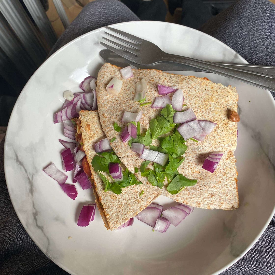 Spicy bean quesadillas