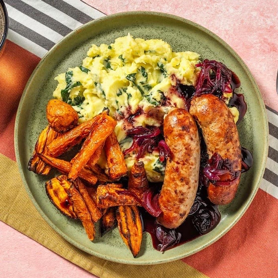 Honey mustard sausage and onion gravy (HelloFresh)
