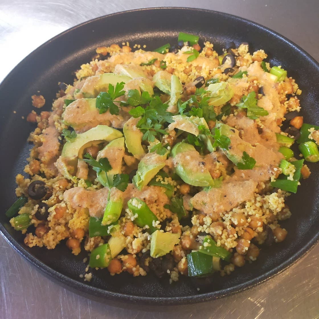 Crispy Chickpea, Couscous & Avocado Salad