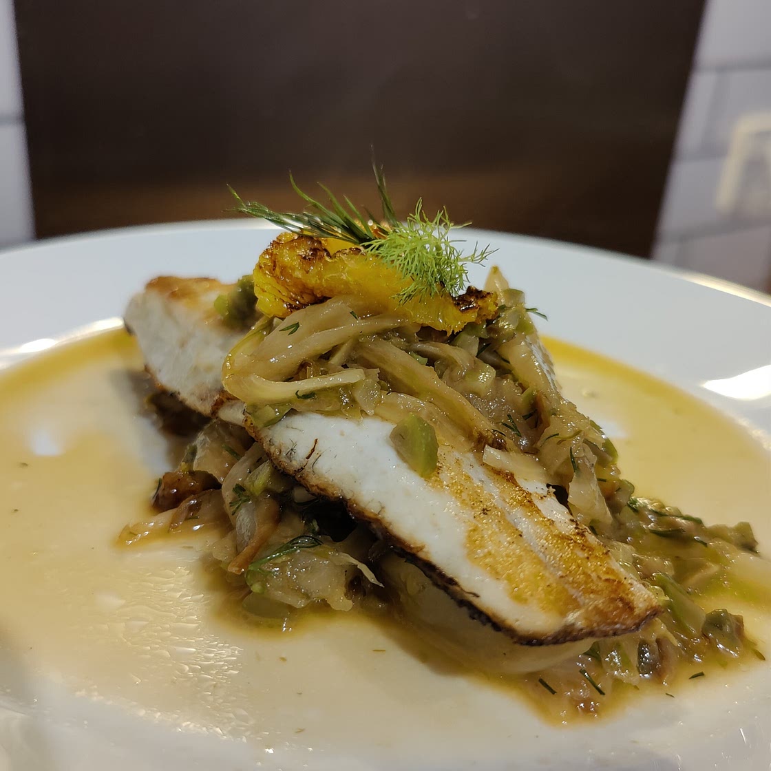 Citrus and fennel sea bass