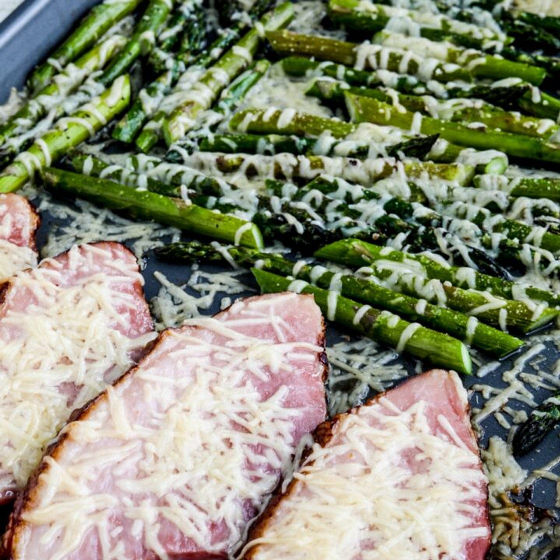 Easy Cheesy Baked Ham and Asparagus