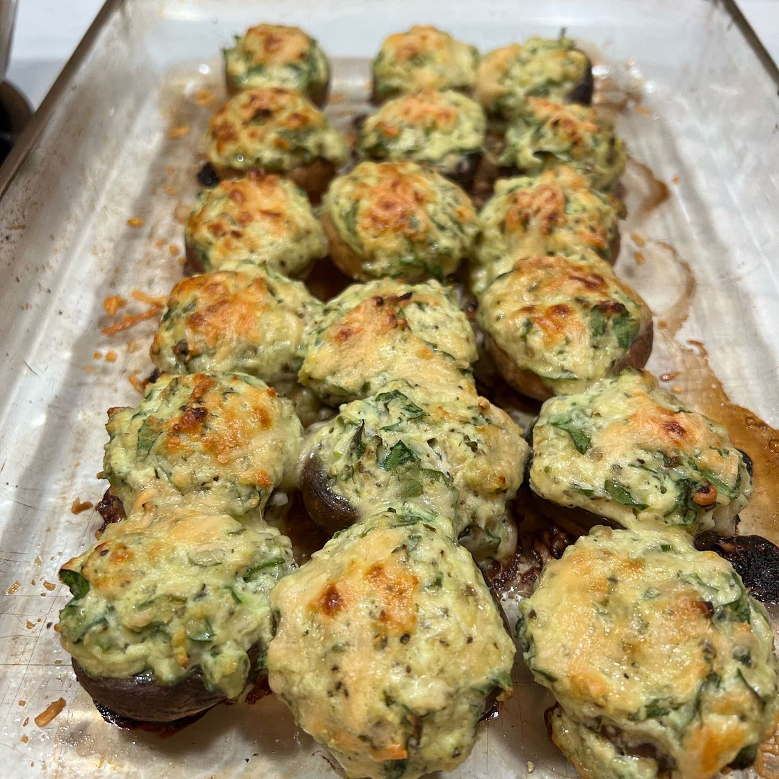 Baked mushrooms with ricotta & pesto