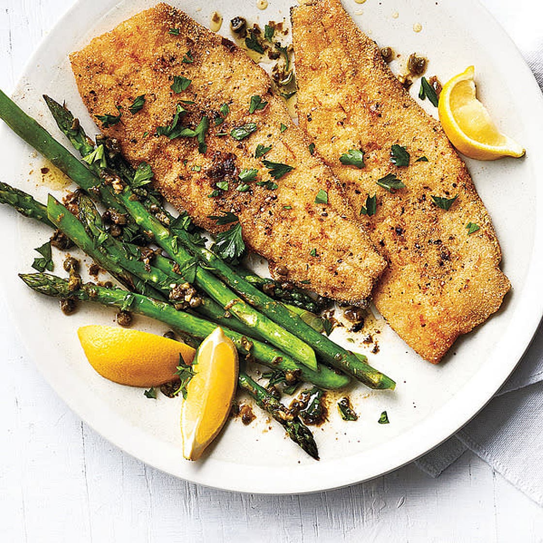 Pan-Fried Trout with Lemon-Caper Asparagus