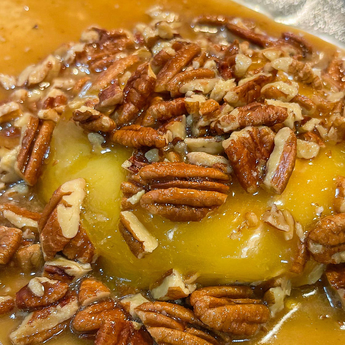 Hot glazed pecan brie 