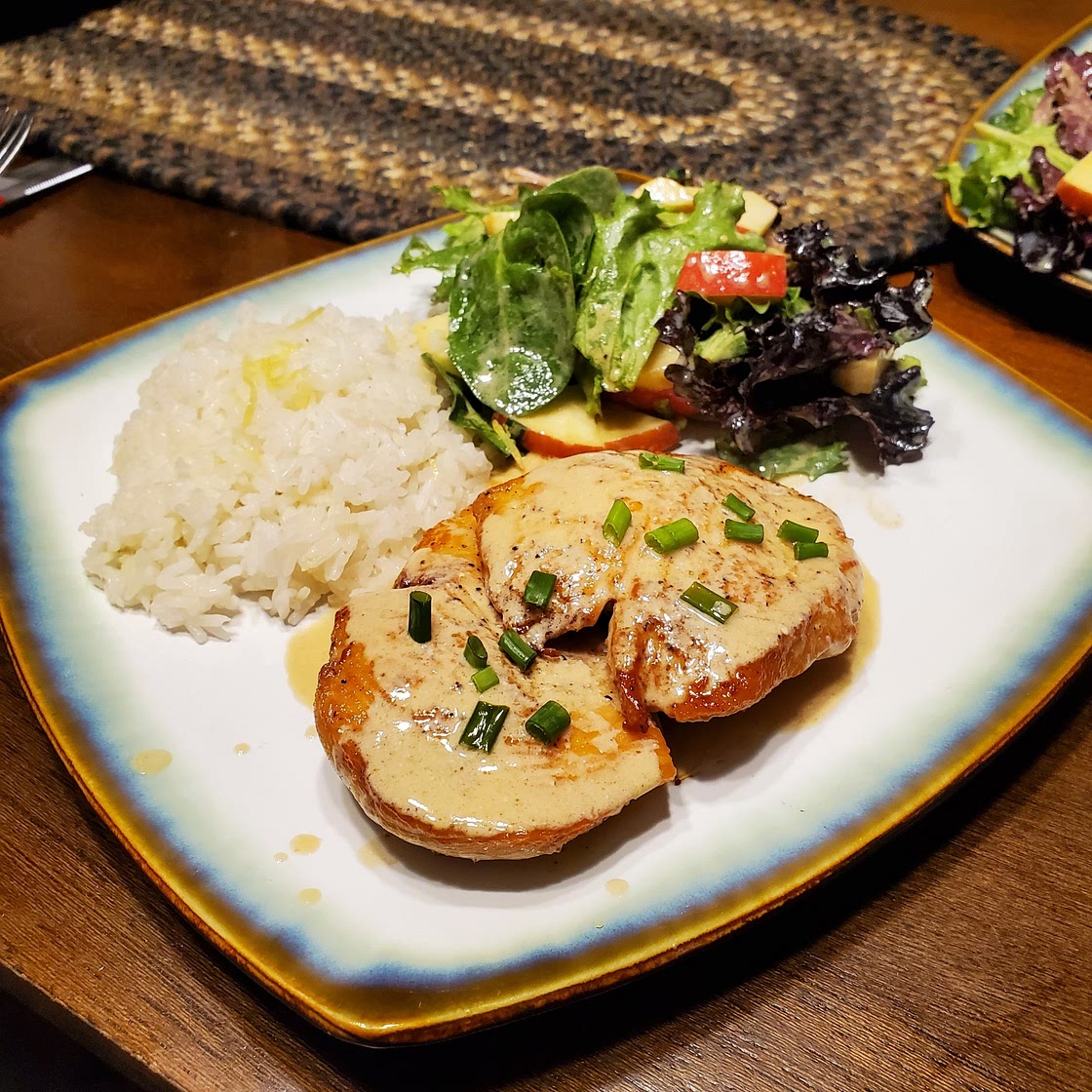 Creamy Chive Chicken with Lemon Rice & Dijon Apple Salad