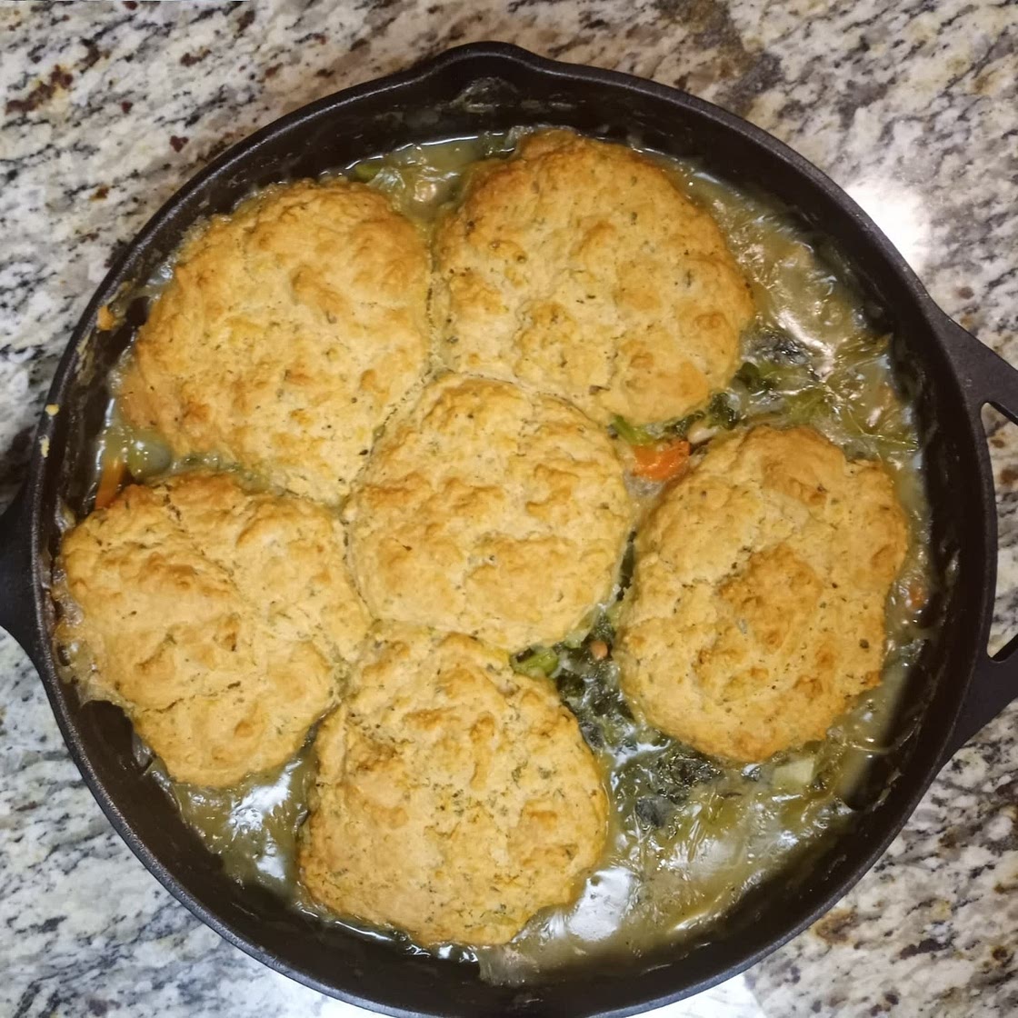 Kale & White Bean Potpie with Chive Biscuits
