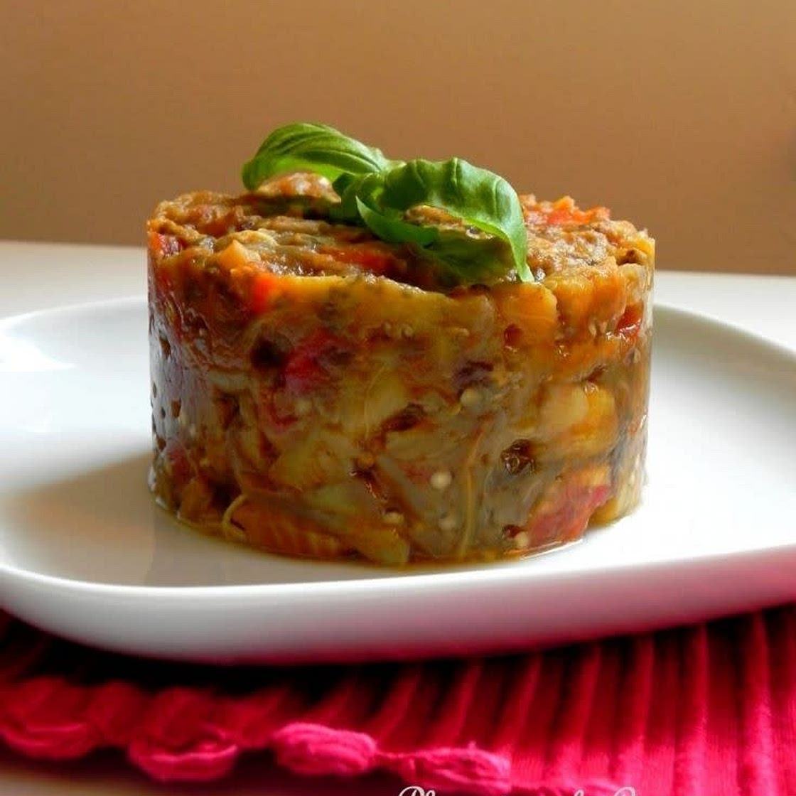 Purée aubergine tomate basilic