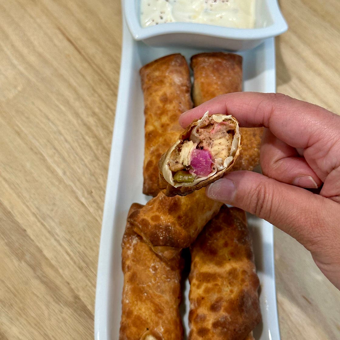 Chicken shawarma egg rolls
